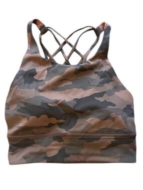 lululemon athletica Camo High-Neck Strappy Sports Bra - Olive Green & Brown